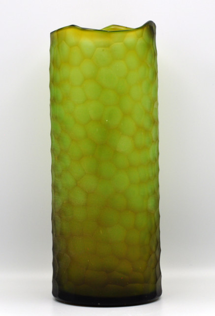 O4HOME + Cylinder vaas, glas gesneden, groen/amber